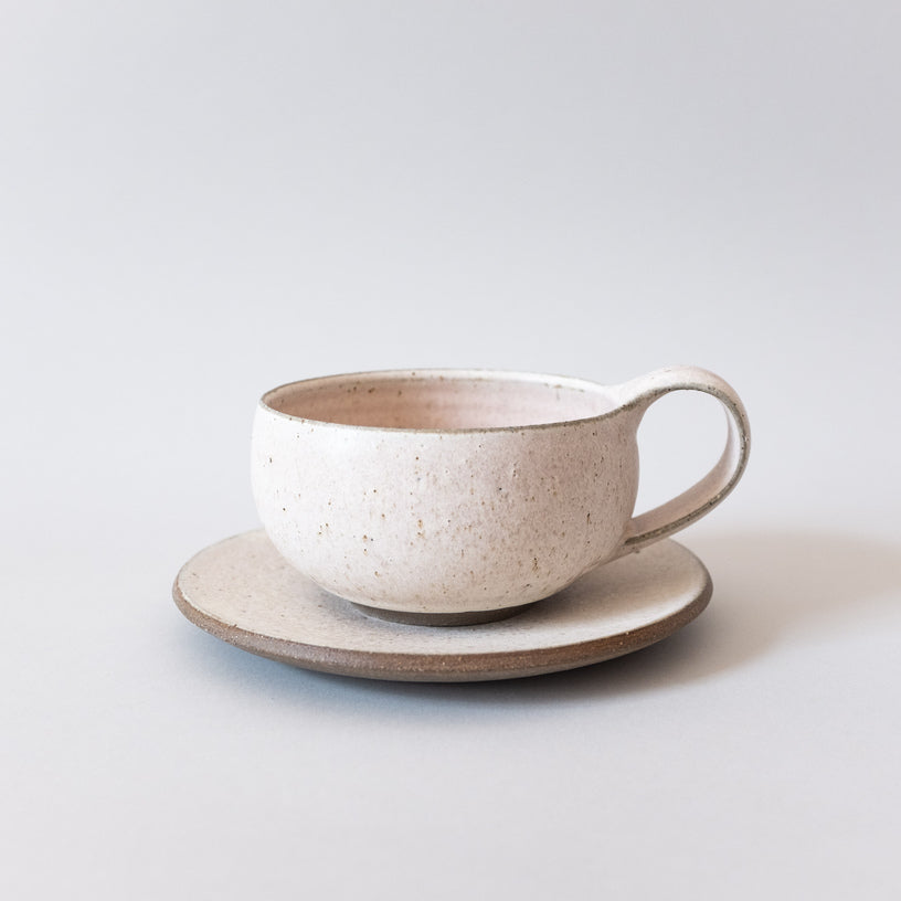 Light rose sky coffee cup with small plate